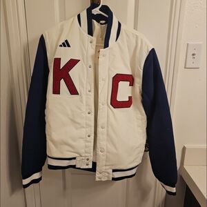 adidas Kids White and Navy Puffer Jacket